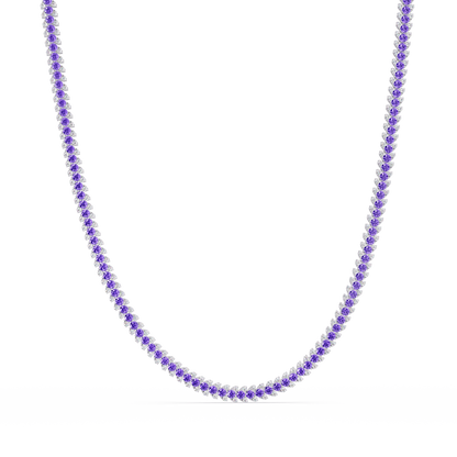 19.9 CTW Multi-Row Round Colorstone Necklace