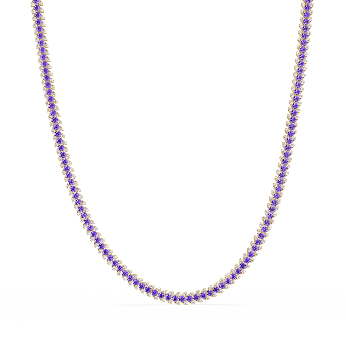 19.9 CTW Multi-Row Round Colorstone Necklace