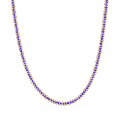 19.9 CTW Multi-Row Round Colorstone Necklace