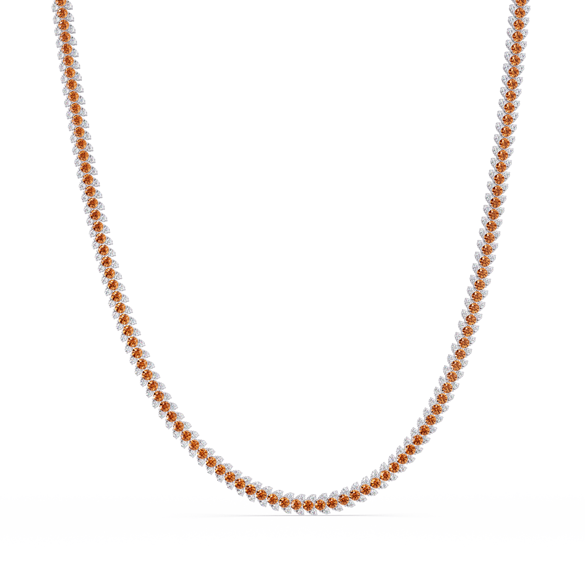 19.9 CTW Multi-Row Round Colorstone Necklace
