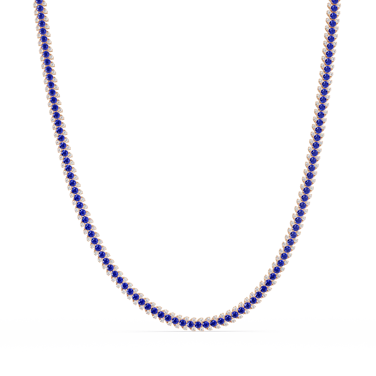 19.9 CTW Multi-Row Round Colorstone Necklace