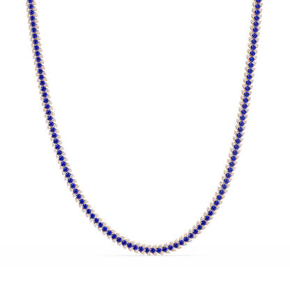 19.9 CTW Multi-Row Round Colorstone Necklace