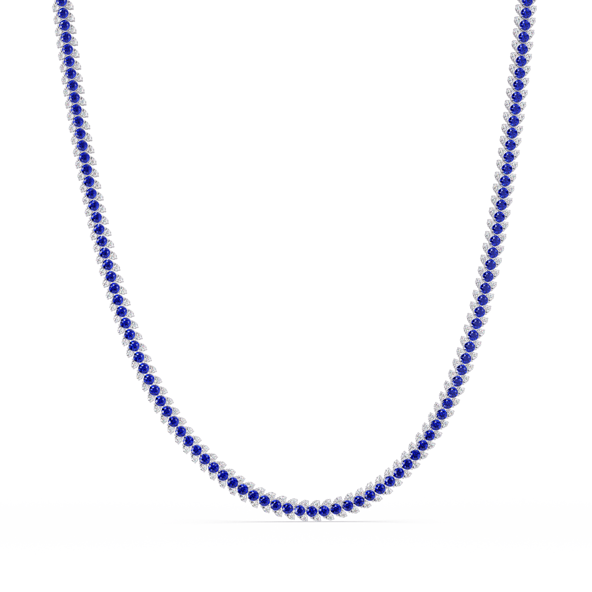 19.9 CTW Multi-Row Round Colorstone Necklace