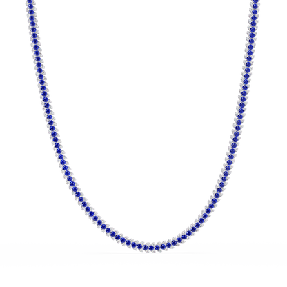 19.9 CTW Multi-Row Round Colorstone Necklace
