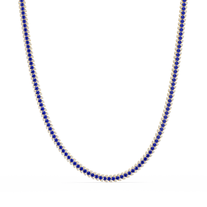 19.9 CTW Multi-Row Round Colorstone Necklace