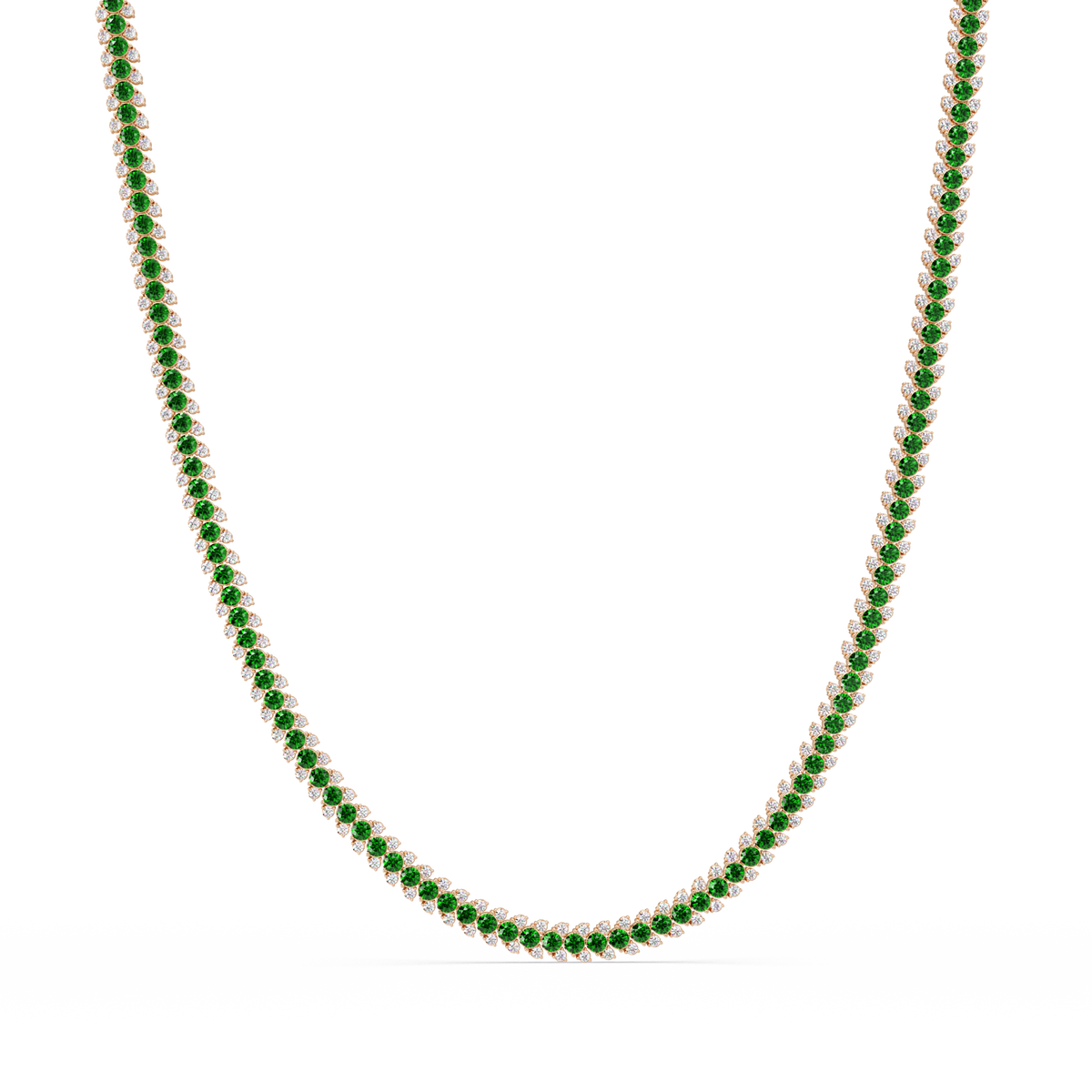 19.9 CTW Multi-Row Round Colorstone Necklace
