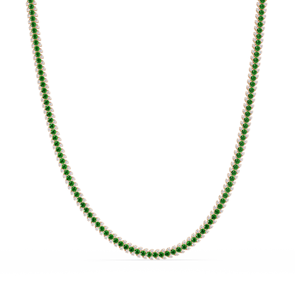19.9 CTW Multi-Row Round Colorstone Necklace