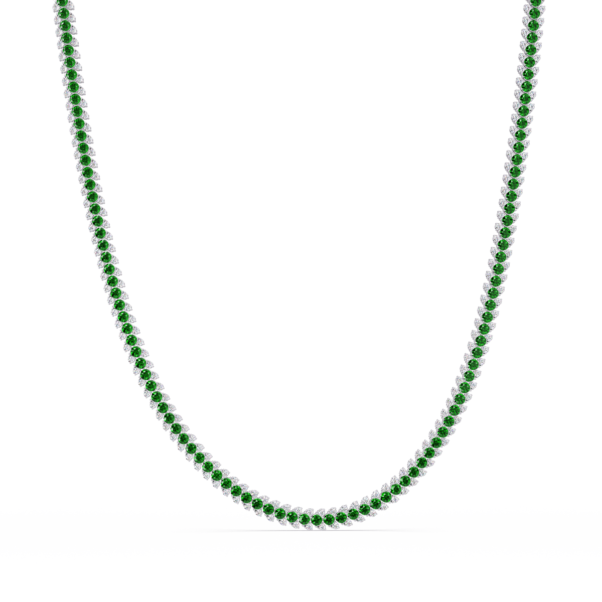 19.9 CTW Multi-Row Round Colorstone Necklace