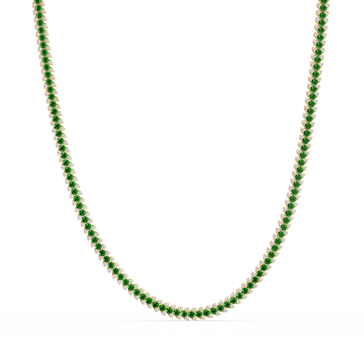 19.9 CTW Multi-Row Round Colorstone Necklace