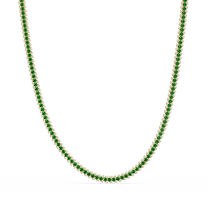19.9 CTW Multi-Row Round Colorstone Necklace