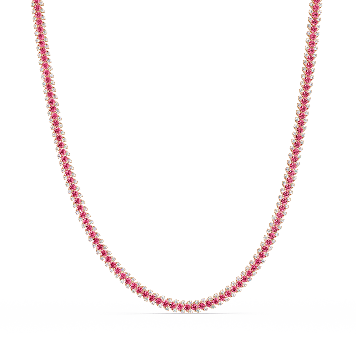 19.9 CTW Multi-Row Round Colorstone Necklace