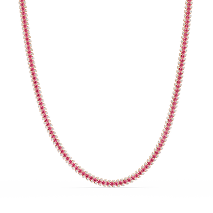 19.9 CTW Multi-Row Round Colorstone Necklace