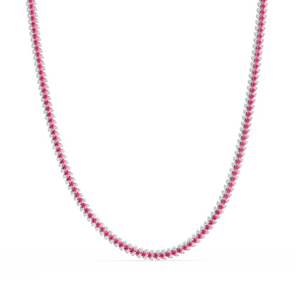19.9 CTW Multi-Row Round Colorstone Necklace