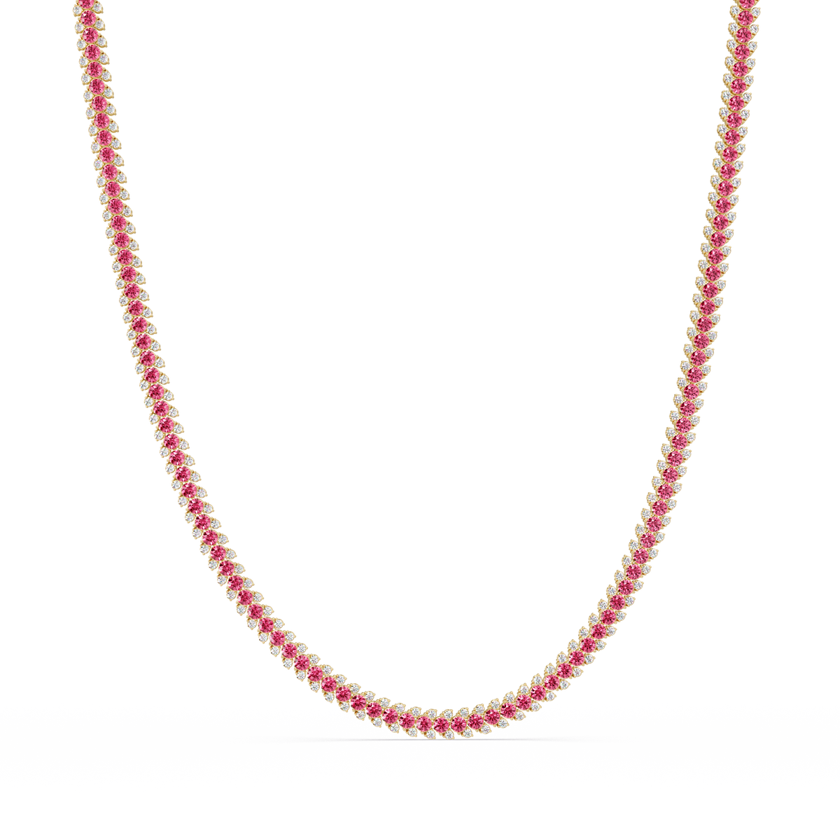 19.9 CTW Multi-Row Round Colorstone Necklace