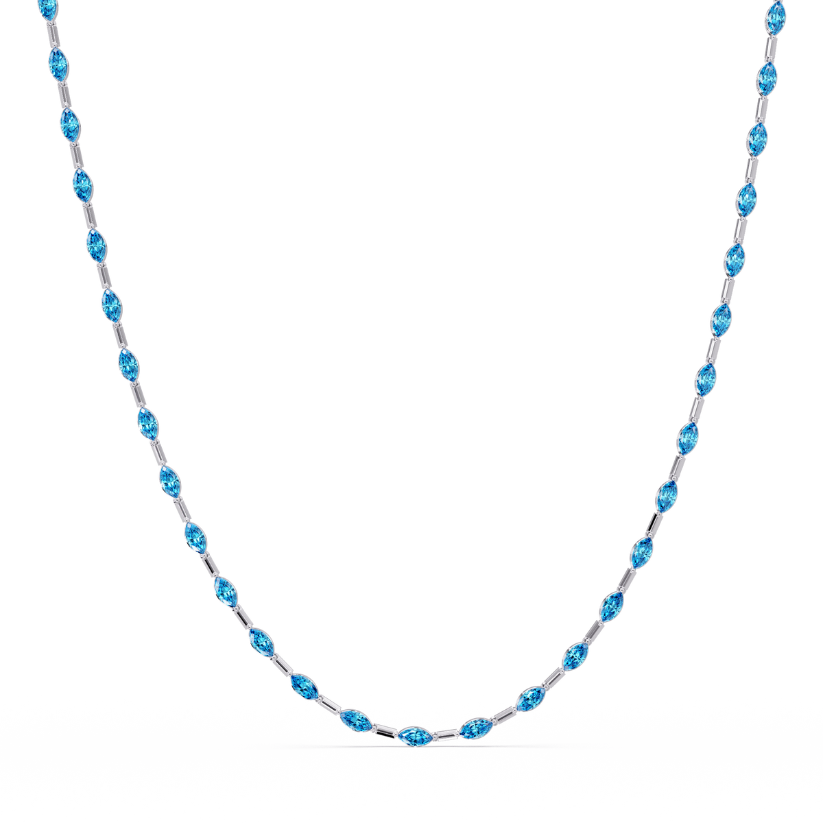 9.7 CTW Emerald-Cut Geometric Colorstone Necklace