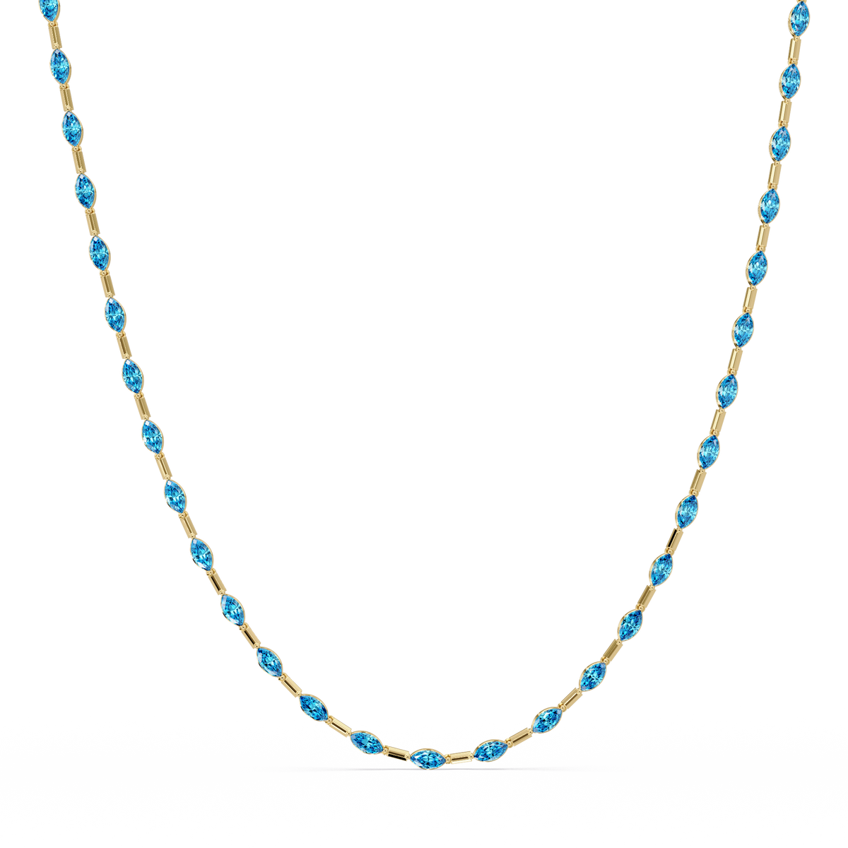 9.7 CTW Emerald-Cut Geometric Colorstone Necklace