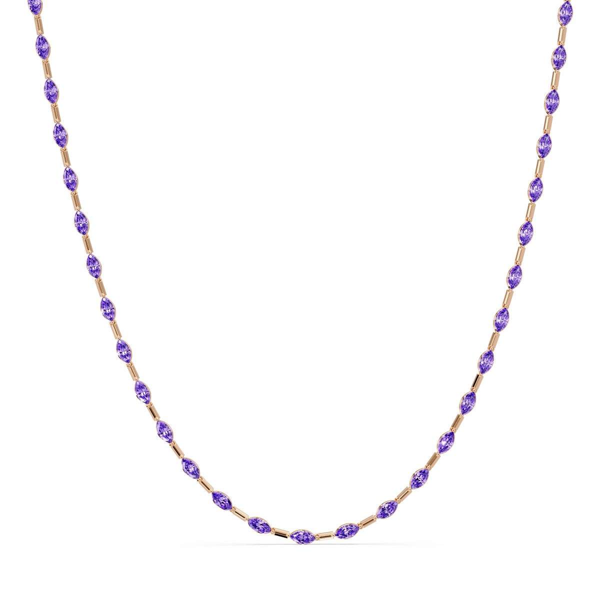 9.7 CTW Emerald-Cut Geometric Colorstone Necklace