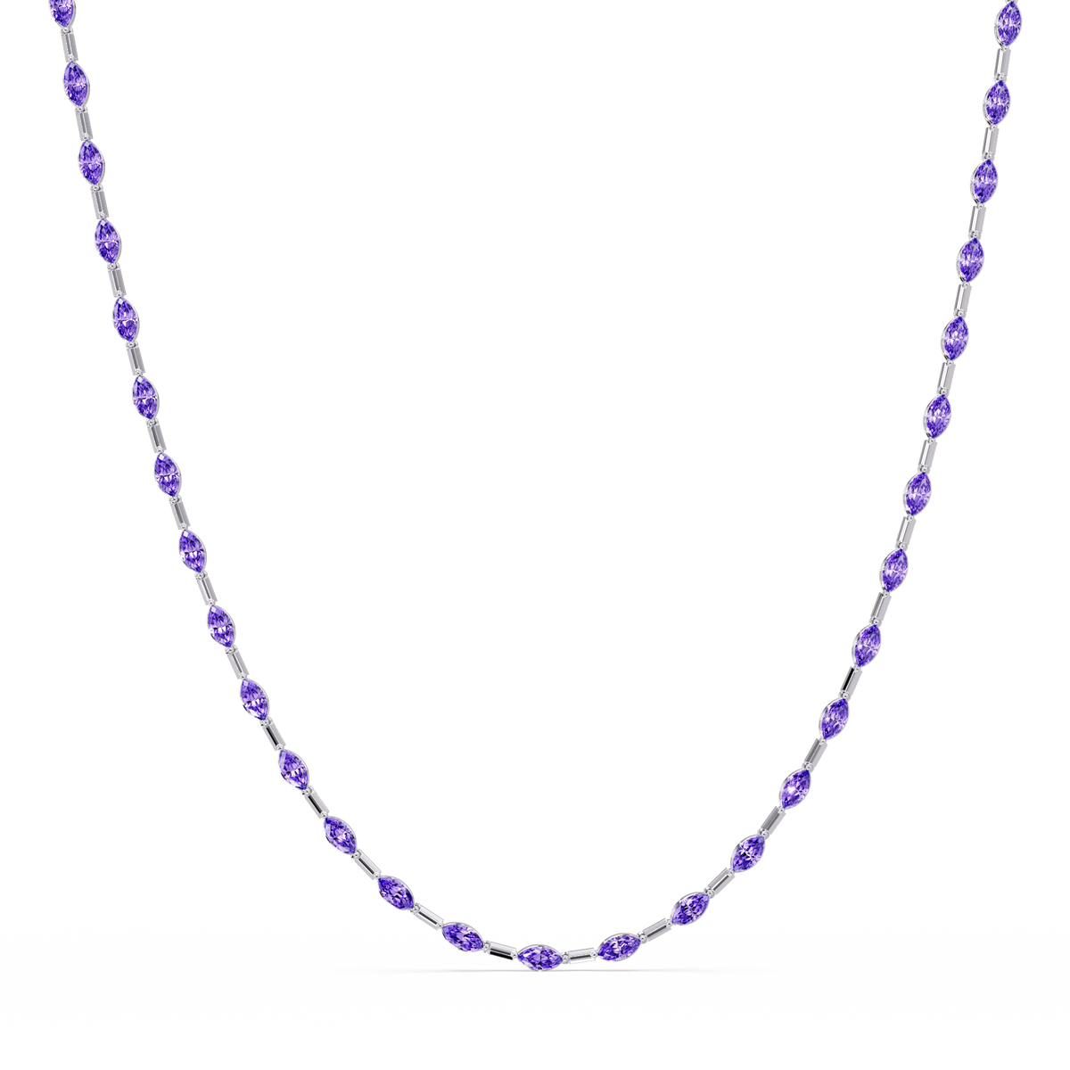 9.7 CTW Emerald-Cut Geometric Colorstone Necklace