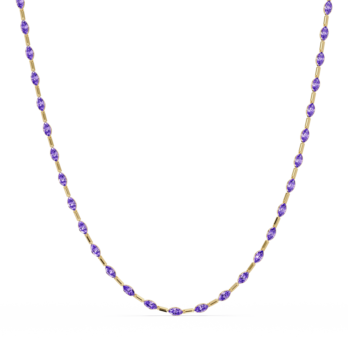 9.7 CTW Emerald-Cut Geometric Colorstone Necklace