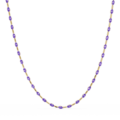 9.7 CTW Emerald-Cut Geometric Colorstone Necklace
