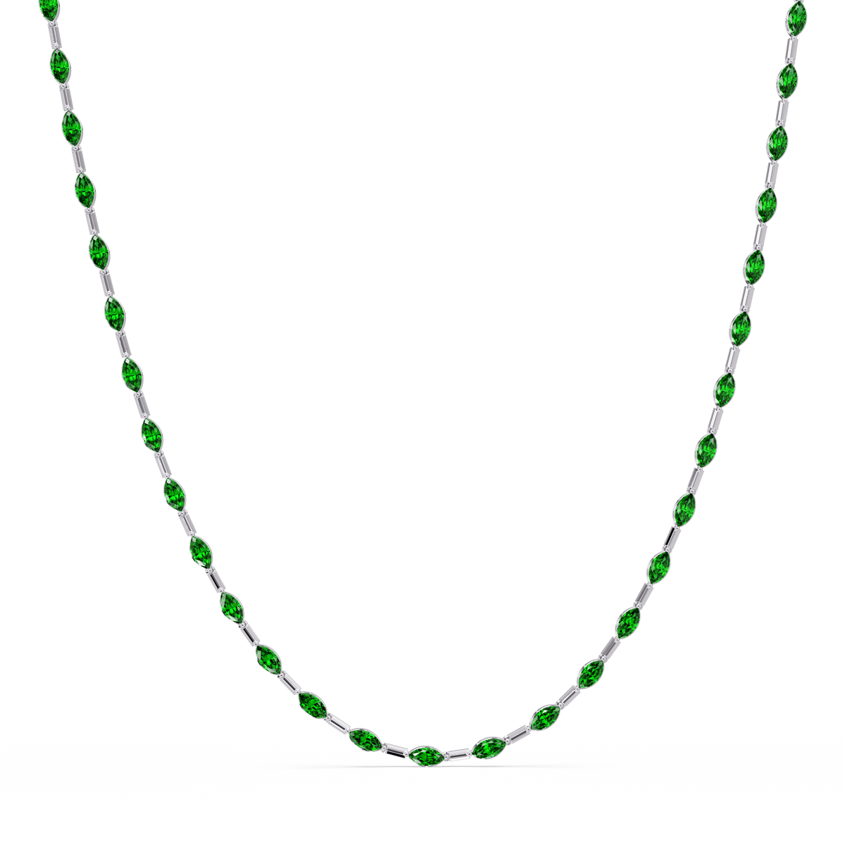 9.7 CTW Emerald-Cut Geometric Colorstone Necklace