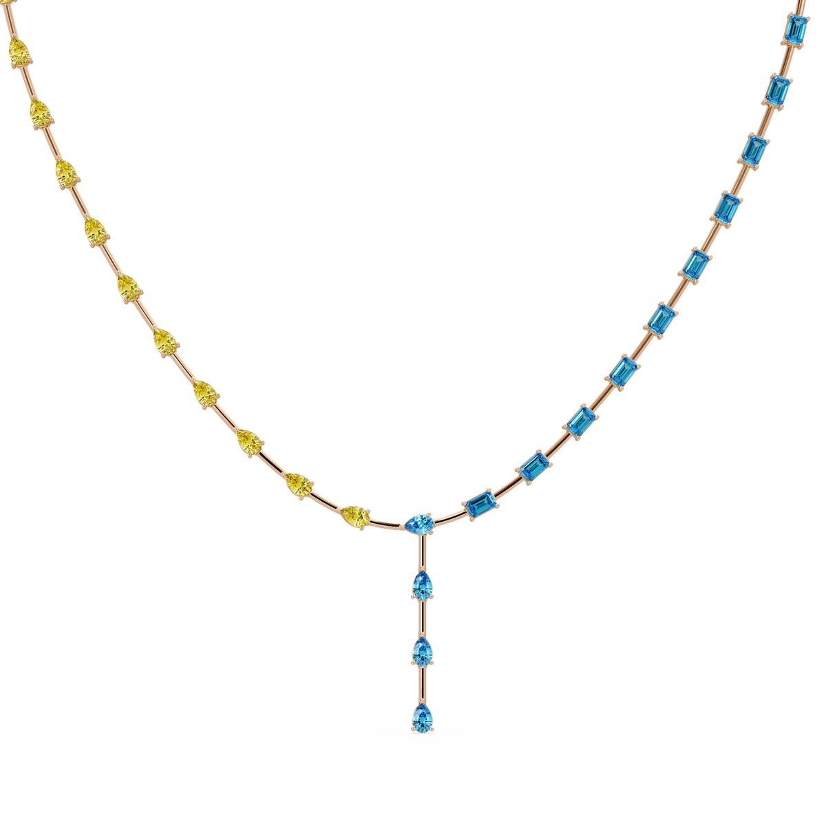 22.3 CTW Pear & Emerald Colorstone Tennis Necklace
