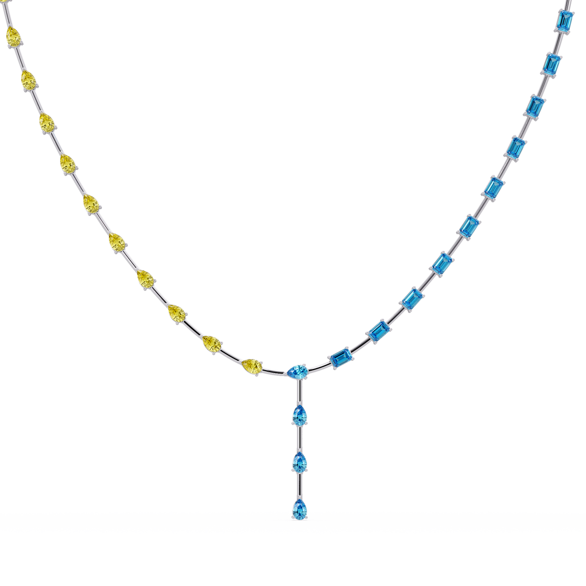 22.3 CTW Pear & Emerald Colorstone Tennis Necklace