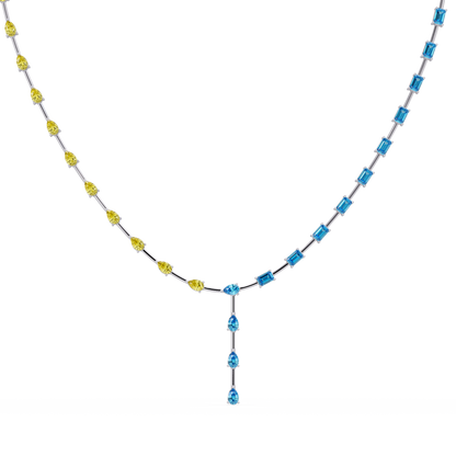 22.3 CTW Pear & Emerald Colorstone Tennis Necklace