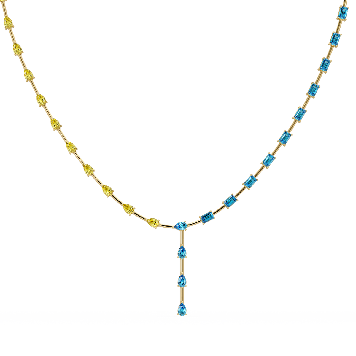 22.3 CTW Pear & Emerald Colorstone Tennis Necklace