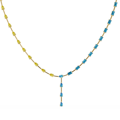 22.3 CTW Pear & Emerald Colorstone Tennis Necklace