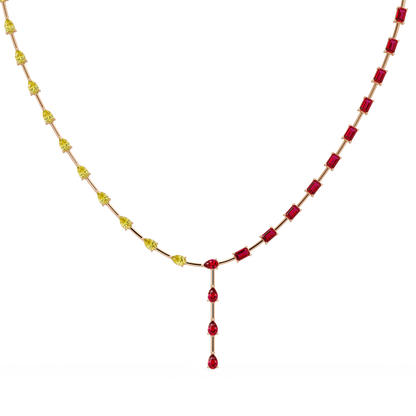 22.3 CTW Pear & Emerald Colorstone Tennis Necklace