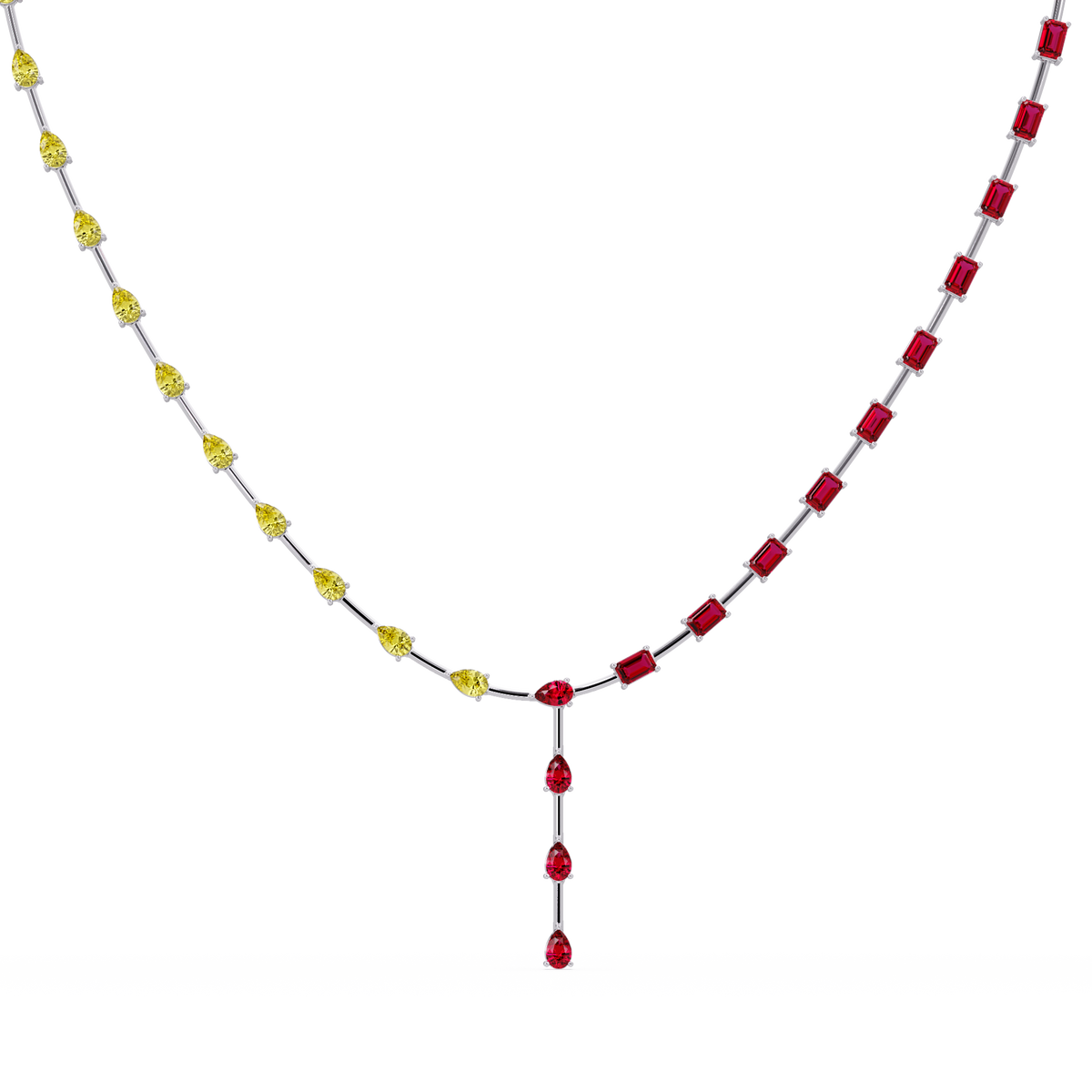 22.3 CTW Pear & Emerald Colorstone Tennis Necklace