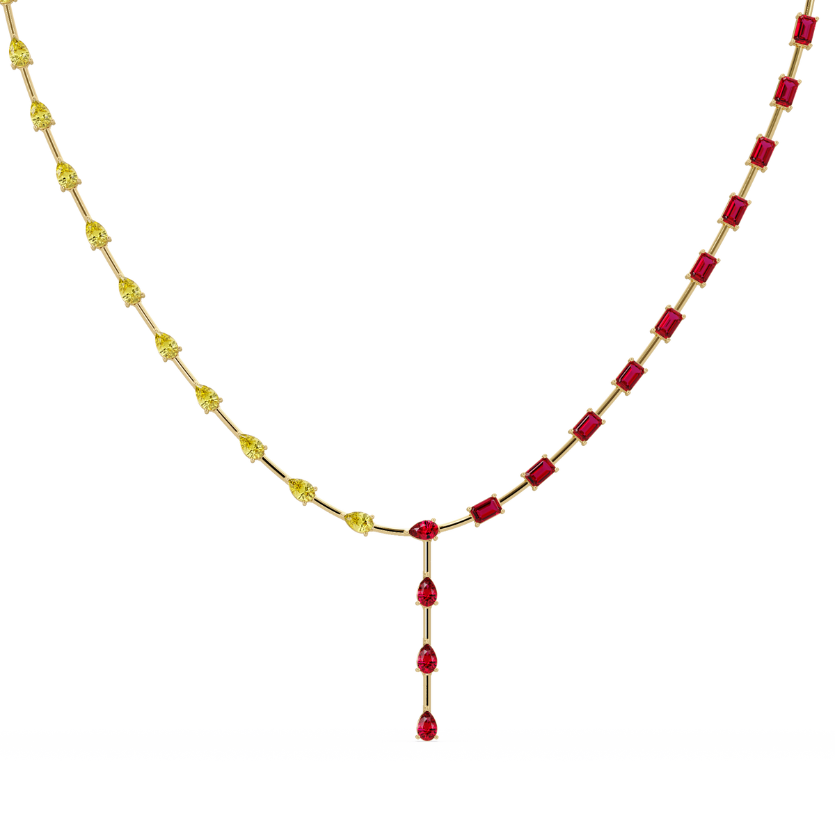 22.3 CTW Pear & Emerald Colorstone Tennis Necklace