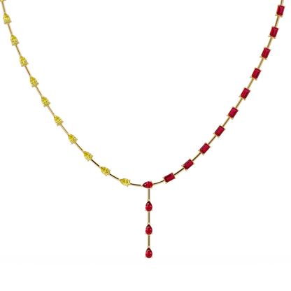 22.3 CTW Pear & Emerald Colorstone Tennis Necklace