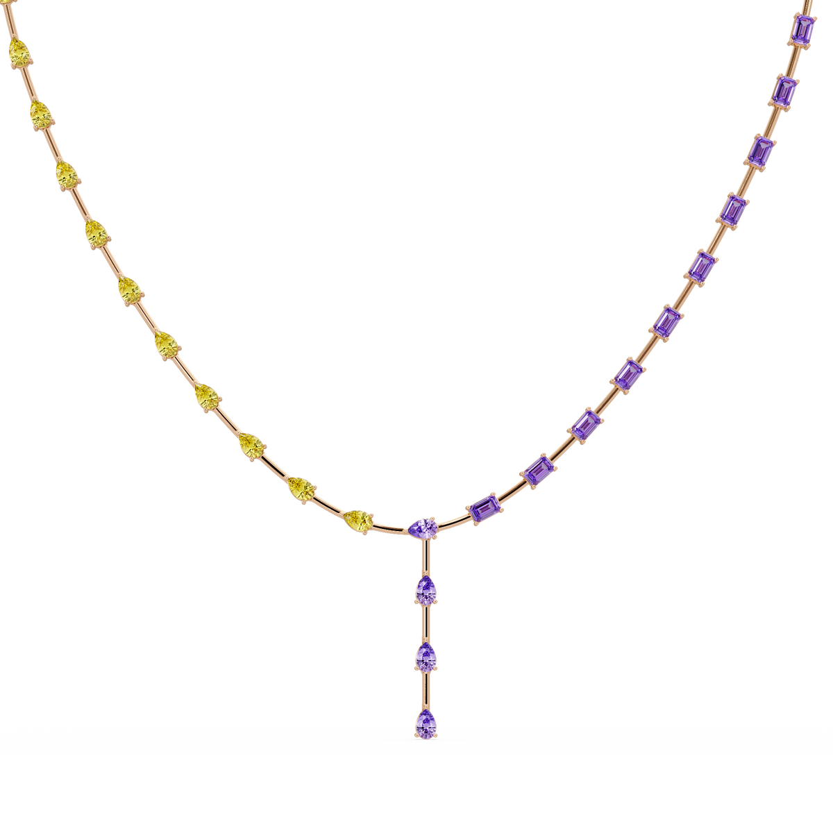 22.3 CTW Pear & Emerald Colorstone Tennis Necklace