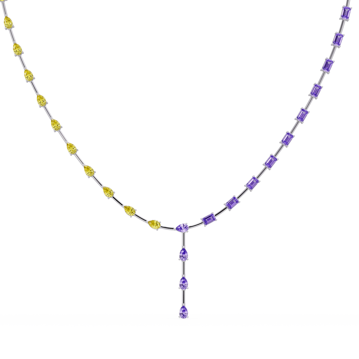22.3 CTW Pear & Emerald Colorstone Tennis Necklace