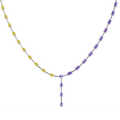 22.3 CTW Pear & Emerald Colorstone Tennis Necklace