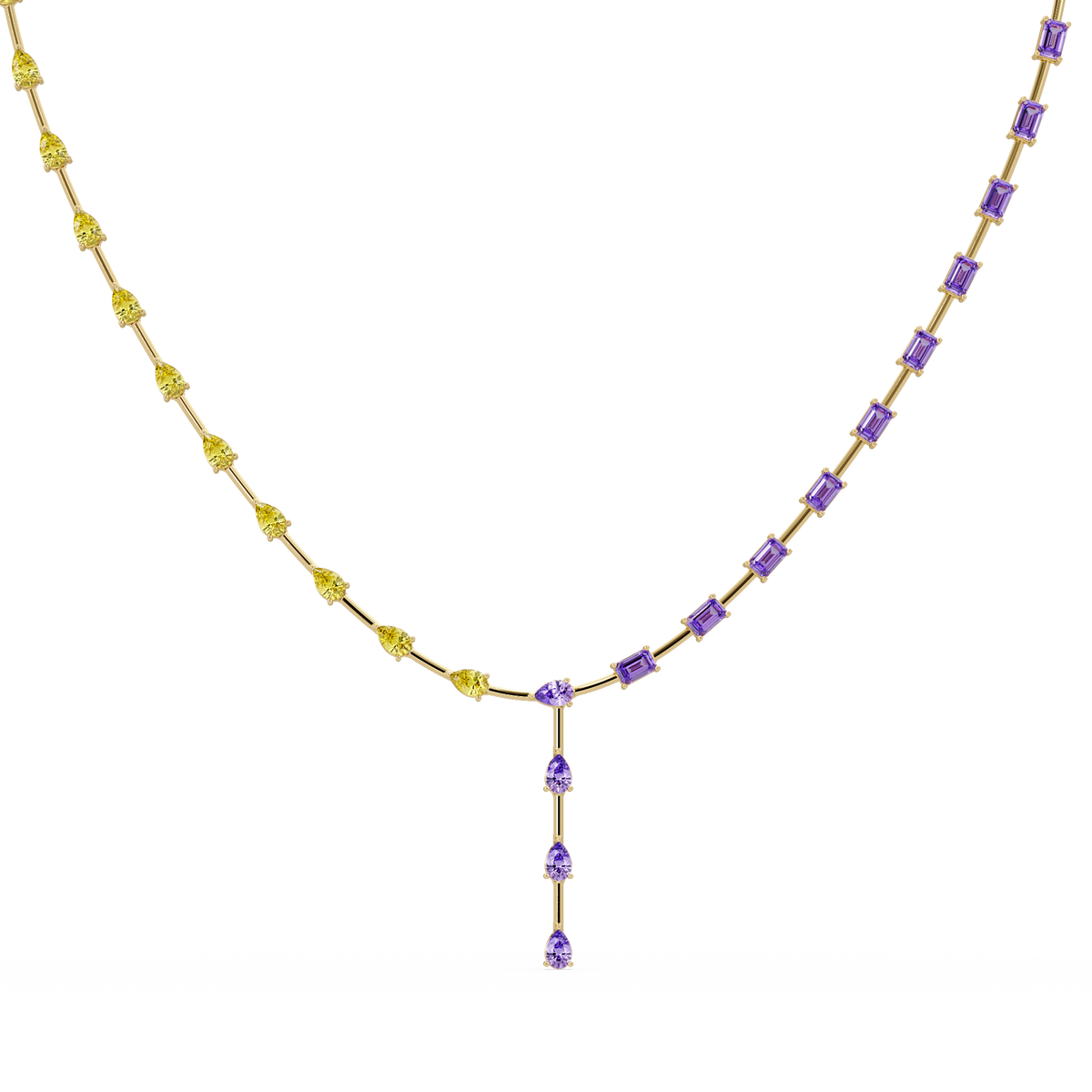 22.3 CTW Pear & Emerald Colorstone Tennis Necklace