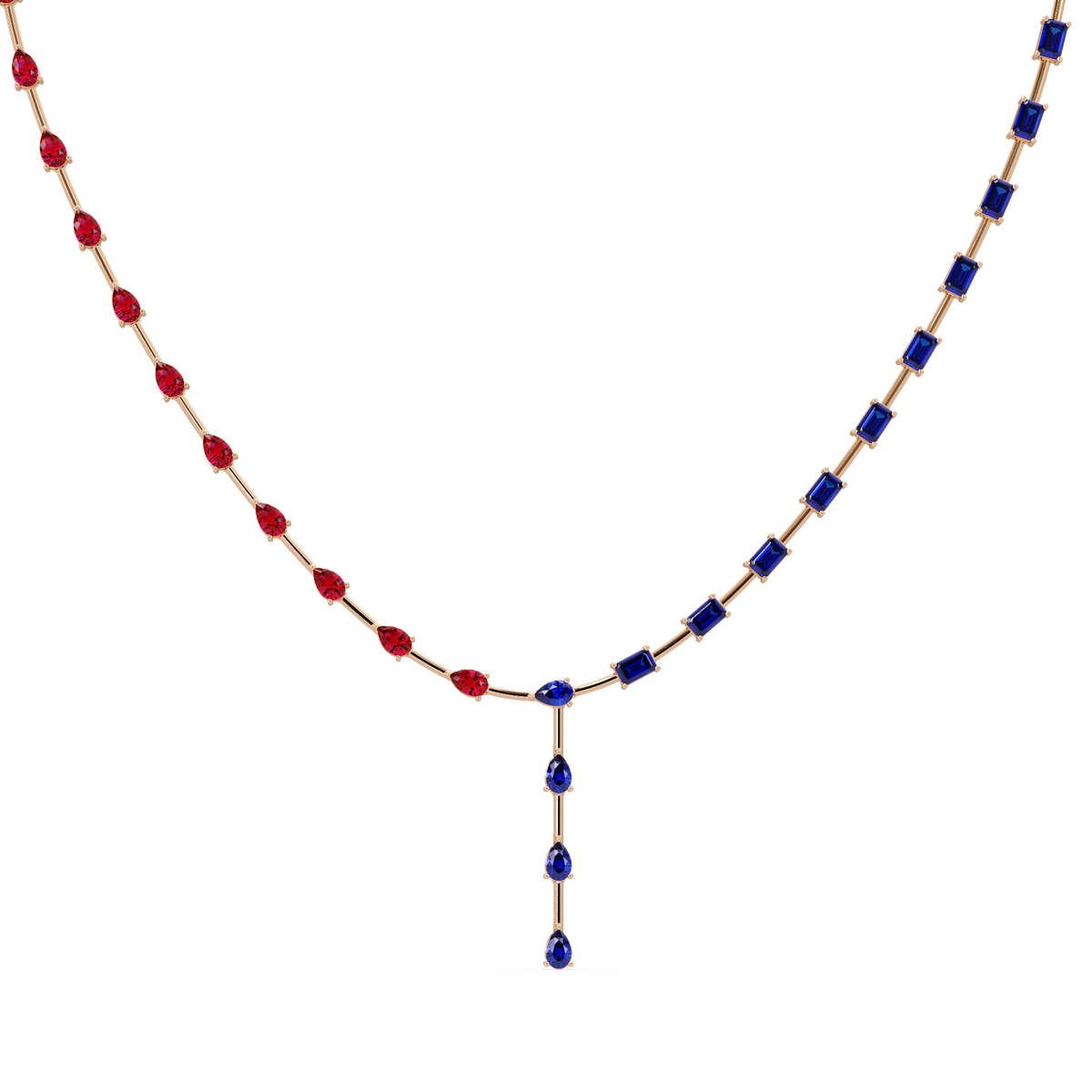 22.3 CTW Pear & Emerald Colorstone Tennis Necklace