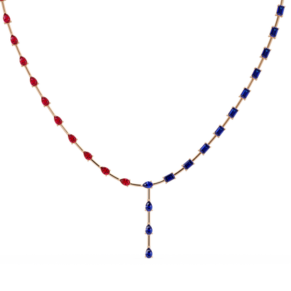 22.3 CTW Pear & Emerald Colorstone Tennis Necklace