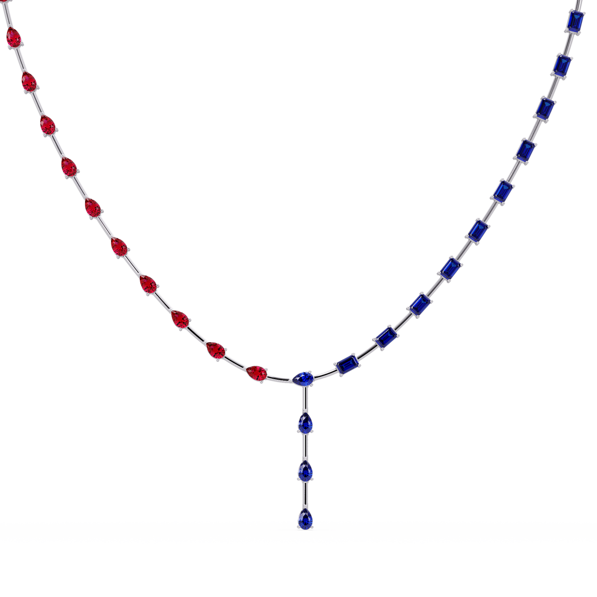 22.3 CTW Pear & Emerald Colorstone Tennis Necklace