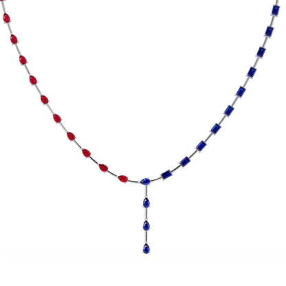 22.3 CTW Pear & Emerald Colorstone Tennis Necklace