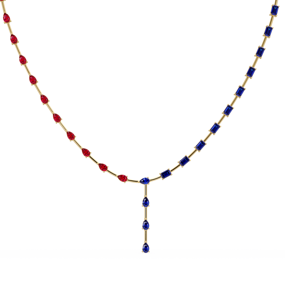 22.3 CTW Pear & Emerald Colorstone Tennis Necklace