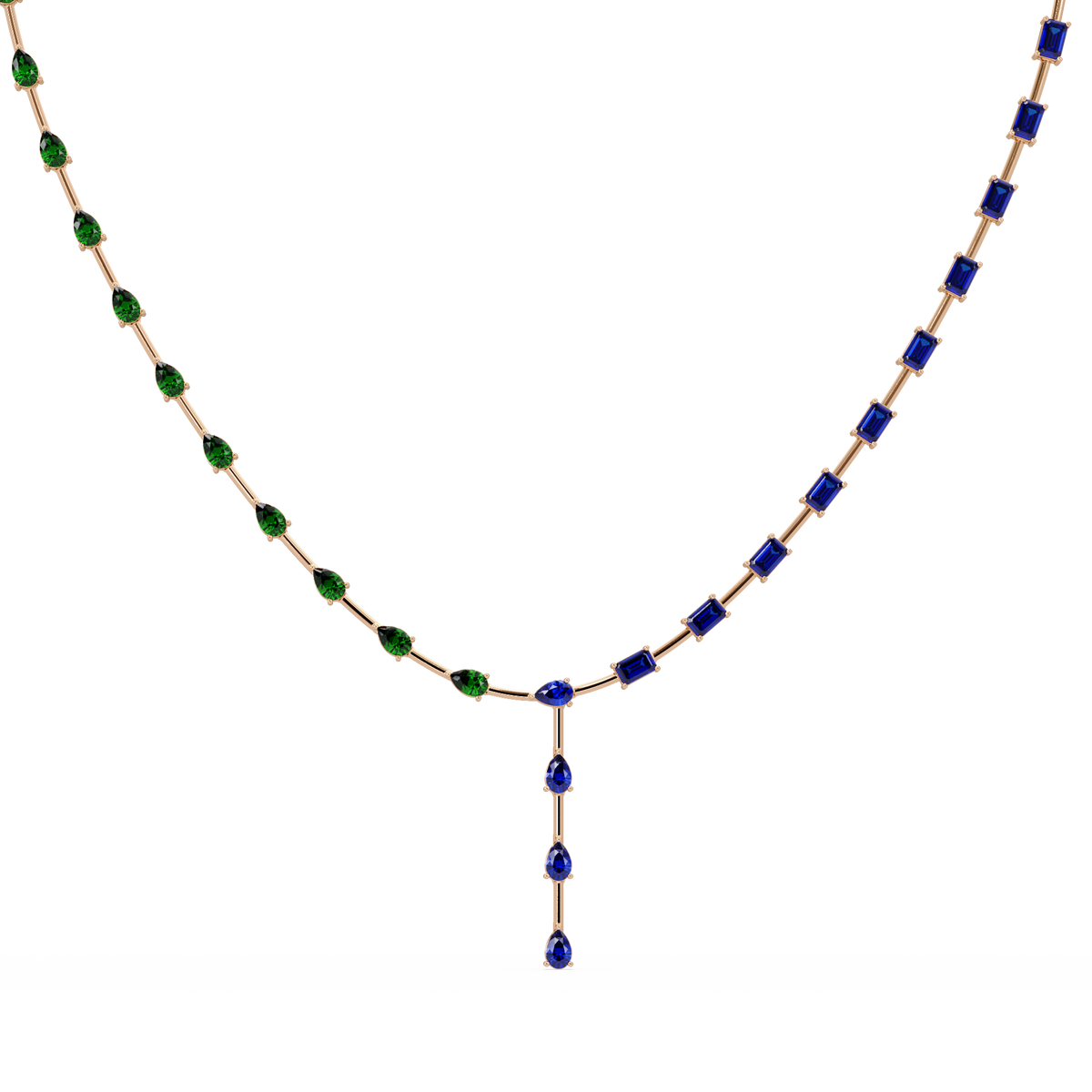 22.3 CTW Pear & Emerald Colorstone Tennis Necklace
