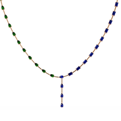 22.3 CTW Pear & Emerald Colorstone Tennis Necklace