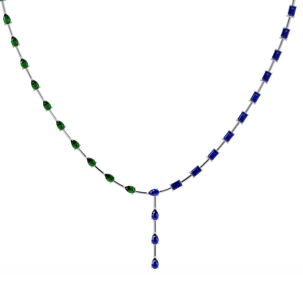 22.3 CTW Pear & Emerald Colorstone Tennis Necklace