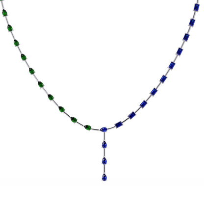 22.3 CTW Pear & Emerald Colorstone Tennis Necklace