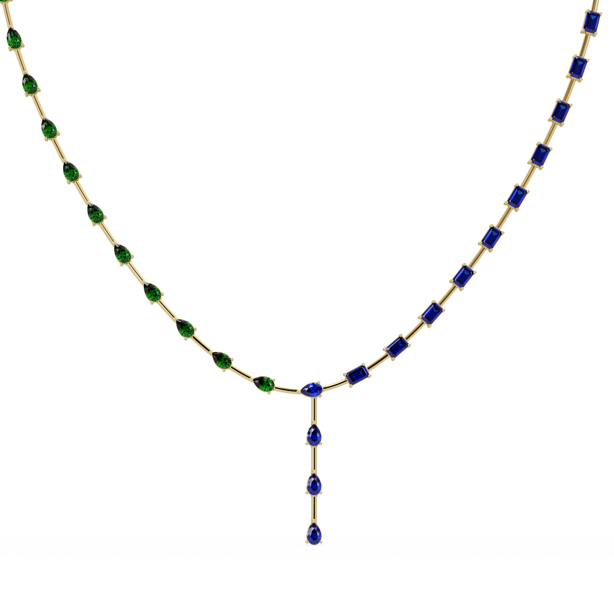 22.3 CTW Pear & Emerald Colorstone Tennis Necklace