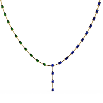 22.3 CTW Pear & Emerald Colorstone Tennis Necklace