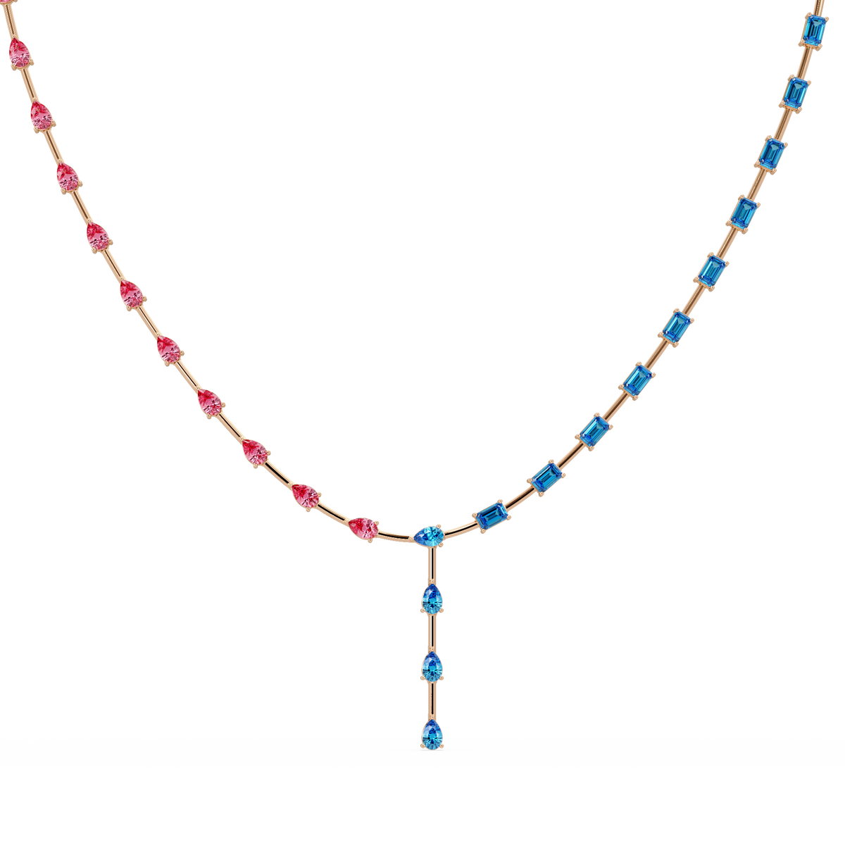 22.3 CTW Pear & Emerald Colorstone Tennis Necklace